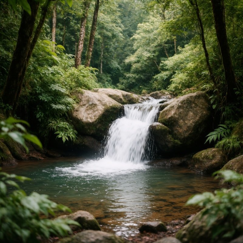 A Small Waterfall In A Forest Setting Waterfall Forest