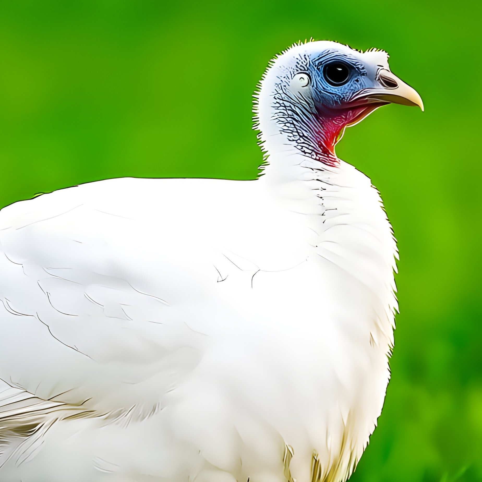 A Small White Turkey On A Green Field - Full Resolution Quality Preview