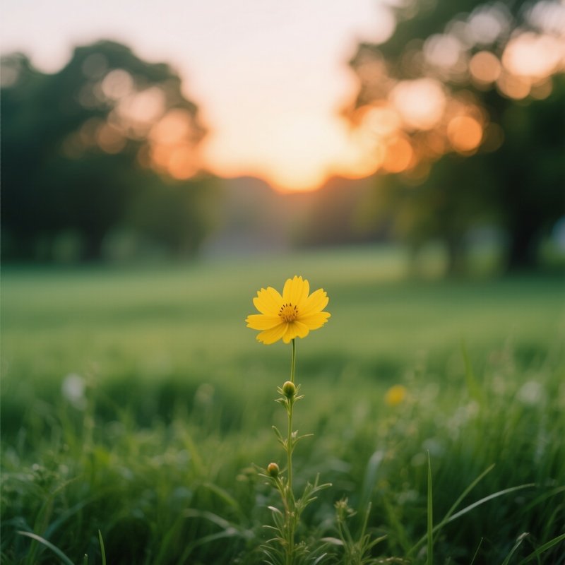 A Small Yellow Flower In A Field Nature Flower