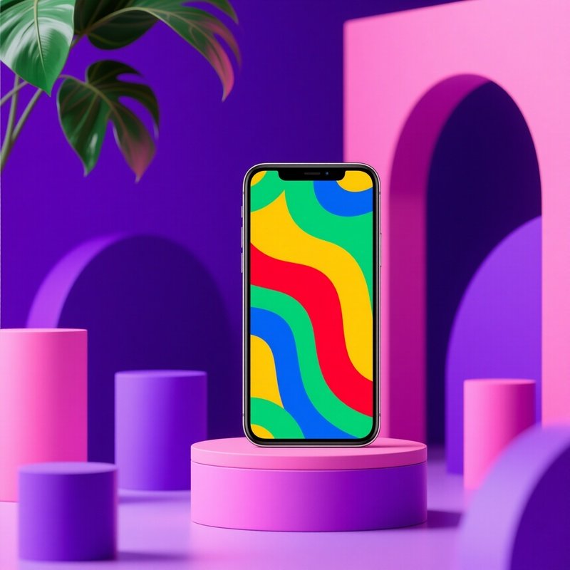 A Smartphone Displaying A Colorful Abstract Design Smartphone