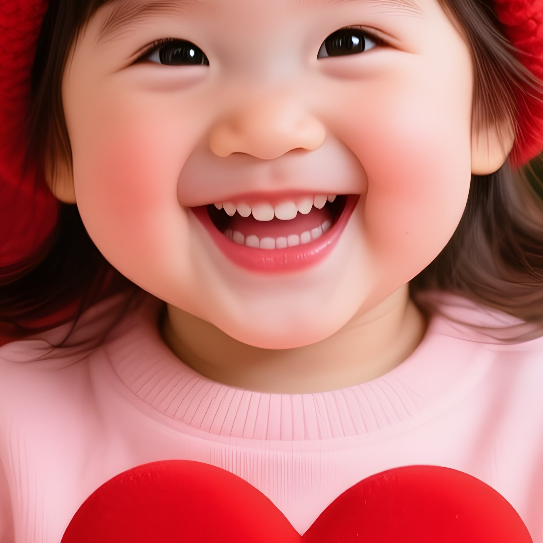 A Smiling Child Holding A Red Heart Shaped Object Christmas Child - Full Resolution Quality Preview