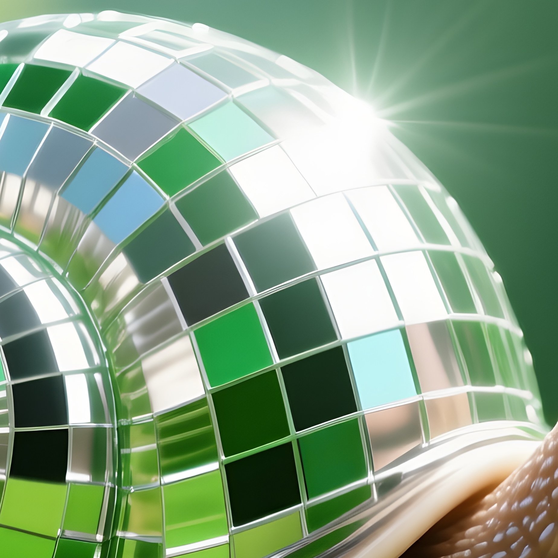 A Snail Carrying A Disco Ball As Its Shell - Full Resolution Quality Preview