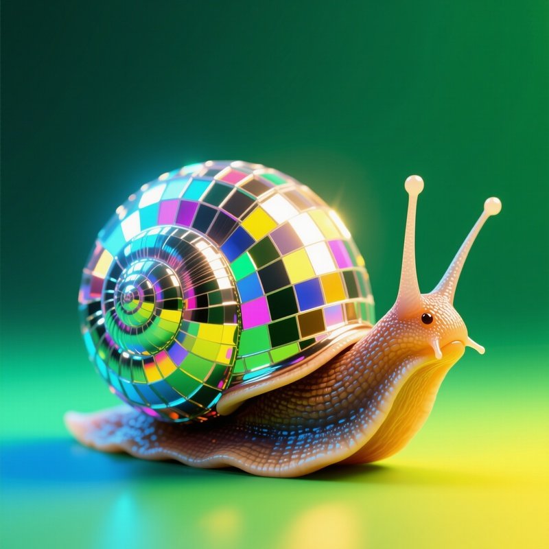 A Snail Carrying A Disco Ball As Its Shell
