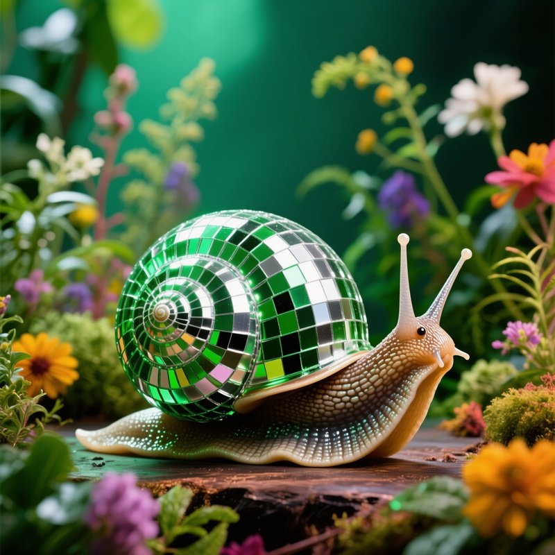 A Snail Carrying A Disco Ball As Its Shell Science Fiction