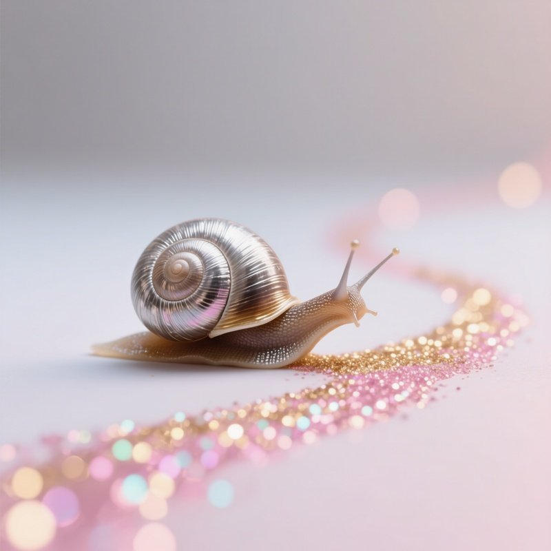 A Snail Leaving Glitter Trails Instead Of Slime Still Life