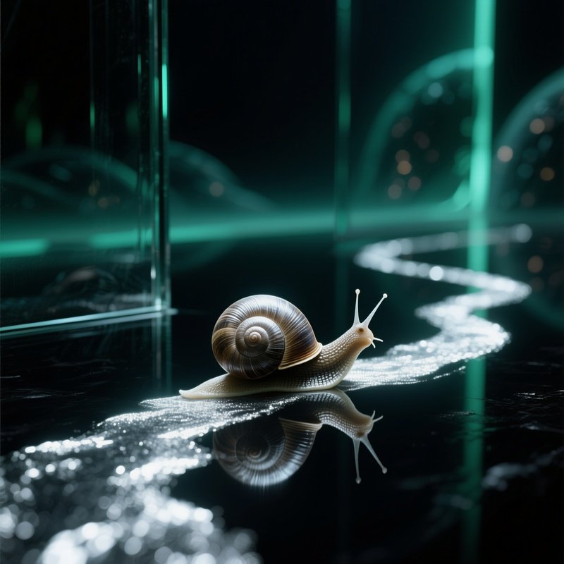 A Snail Sliding Along Glass Wall Leaving Silver Trail 2