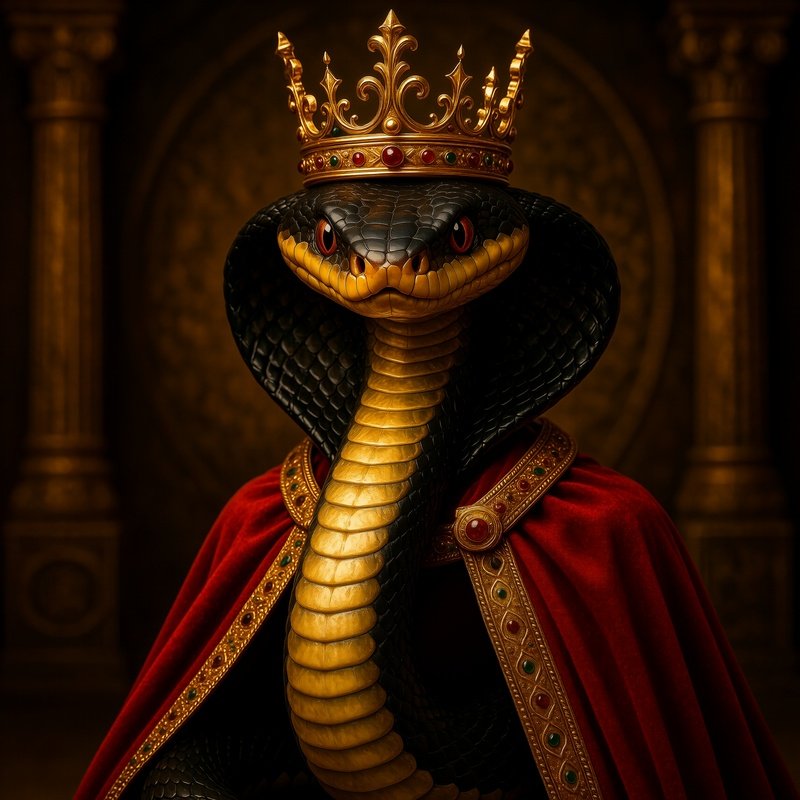 A Snake Wearing A Crown And Royal Cape Mythical Animal