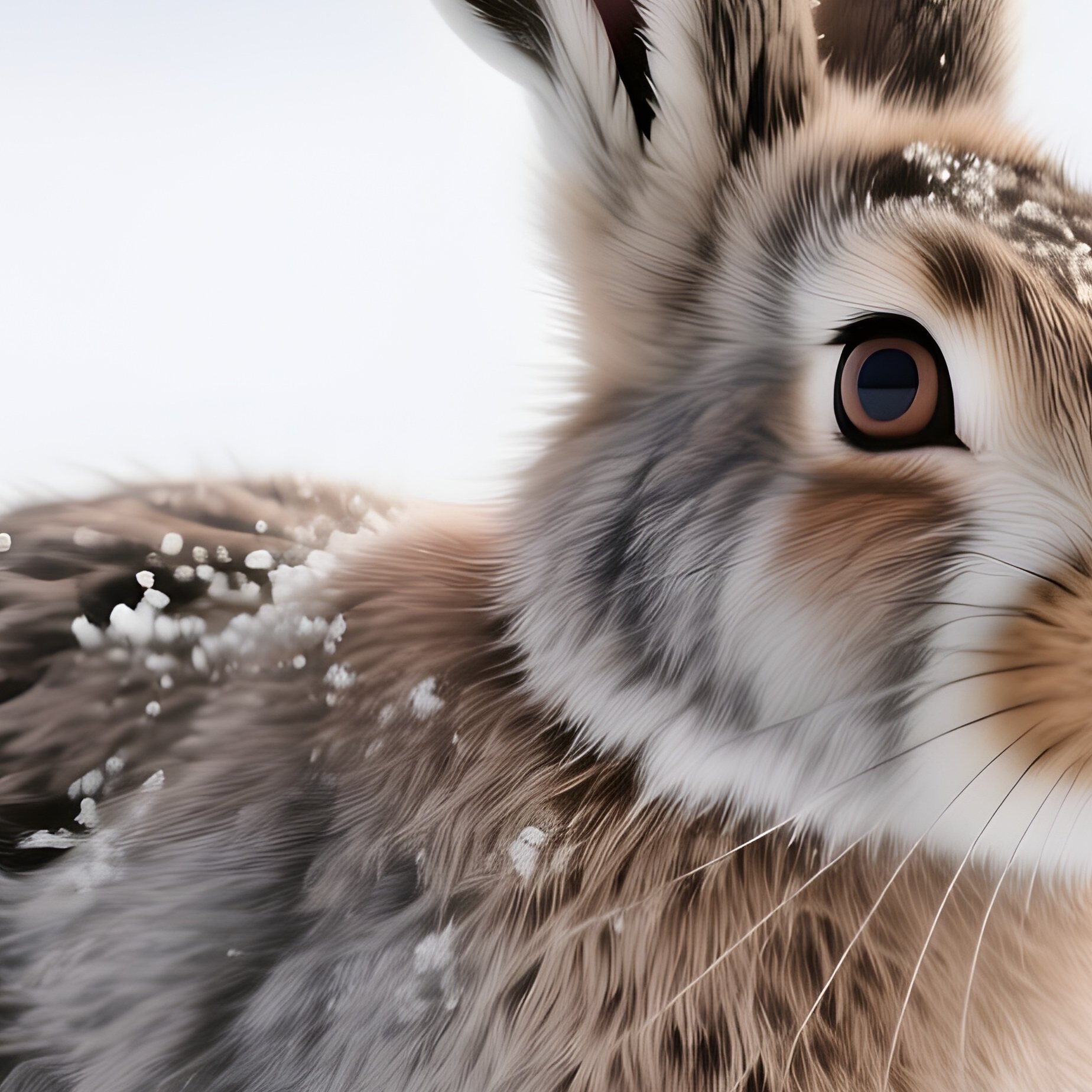 A Snow Hare Blending Perfectly Into A White Landscape. - Full Resolution Quality Preview