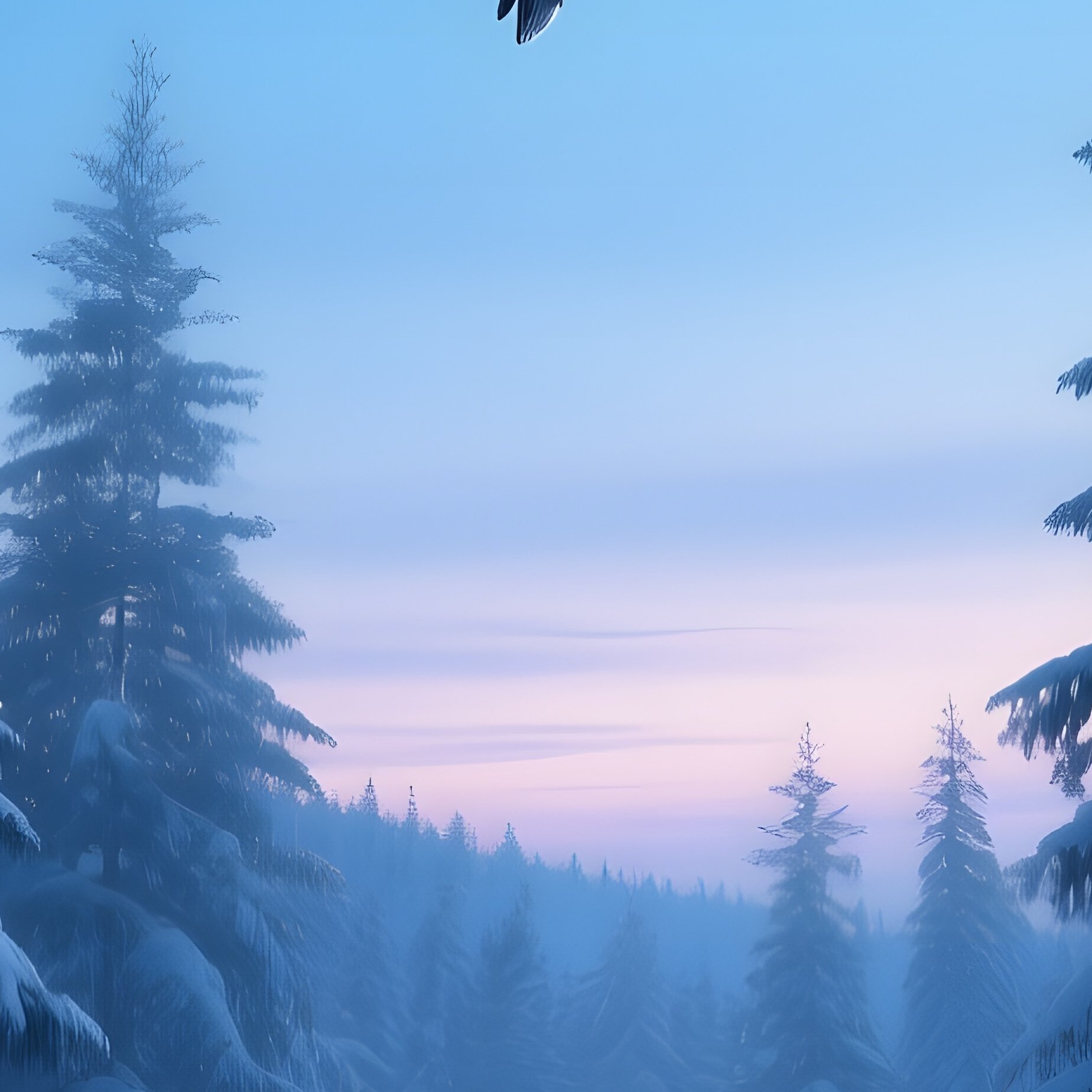 A Snow‑Laden Pine Forest At Twilight In Deep Winter, Stars Beginning To Appear, Soft Blue Hue - Full Resolution Quality Preview