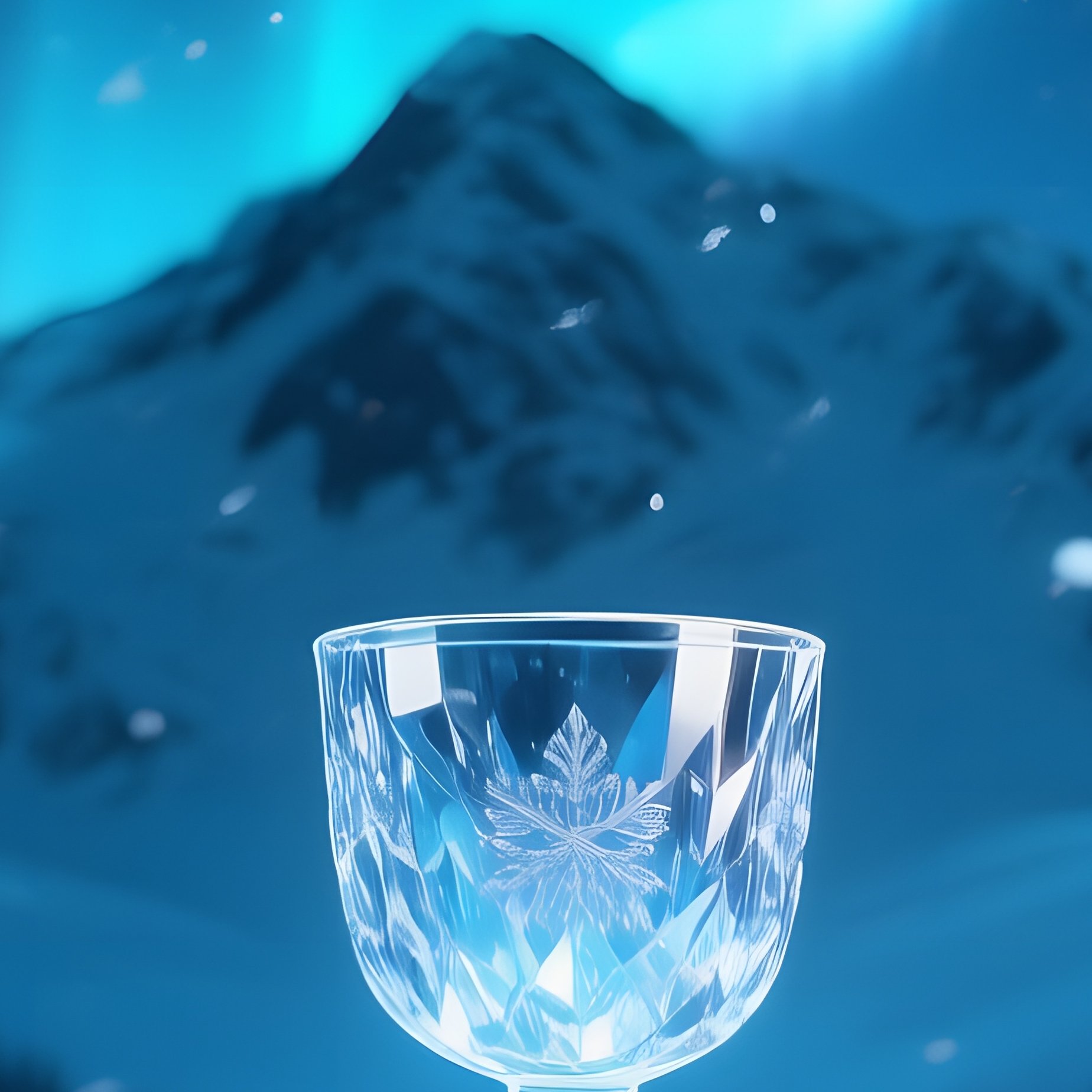 A Snowy Alpine Chapel Altar Under Aurora Borealis, Icy Blue Light Bathing A Crystal Chalice, - Full Resolution Quality Preview