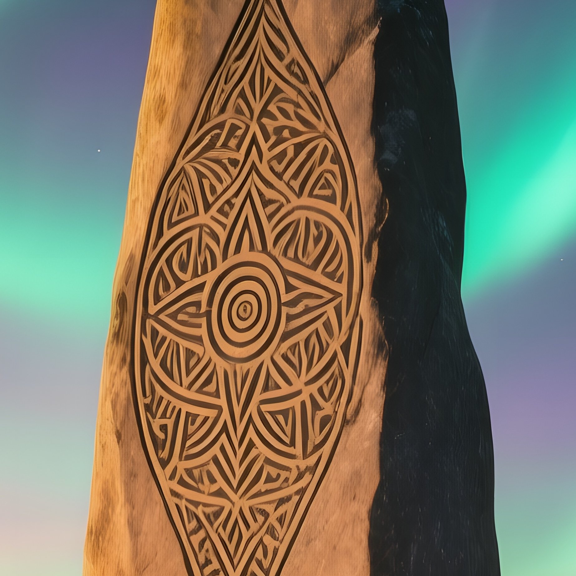 A Snowy Mountain Peak At Golden Hour, A Solitary Stone Monolith Etched With Intricate Fractal - Full Resolution Quality Preview