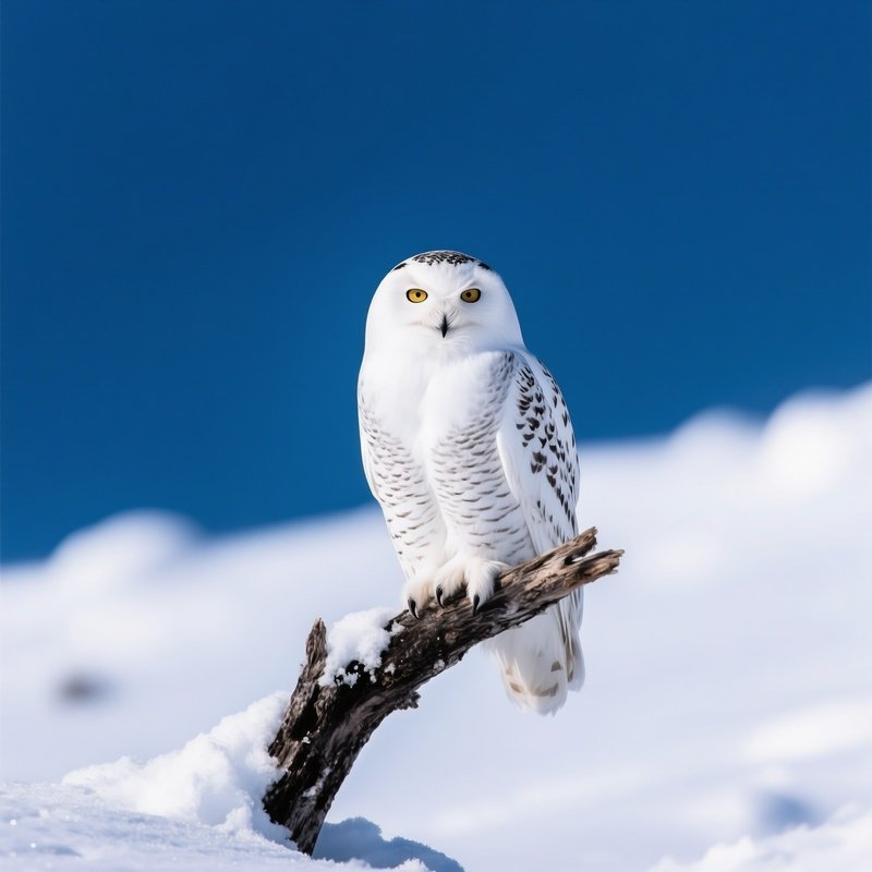 A Snowy Owl Winter Scene