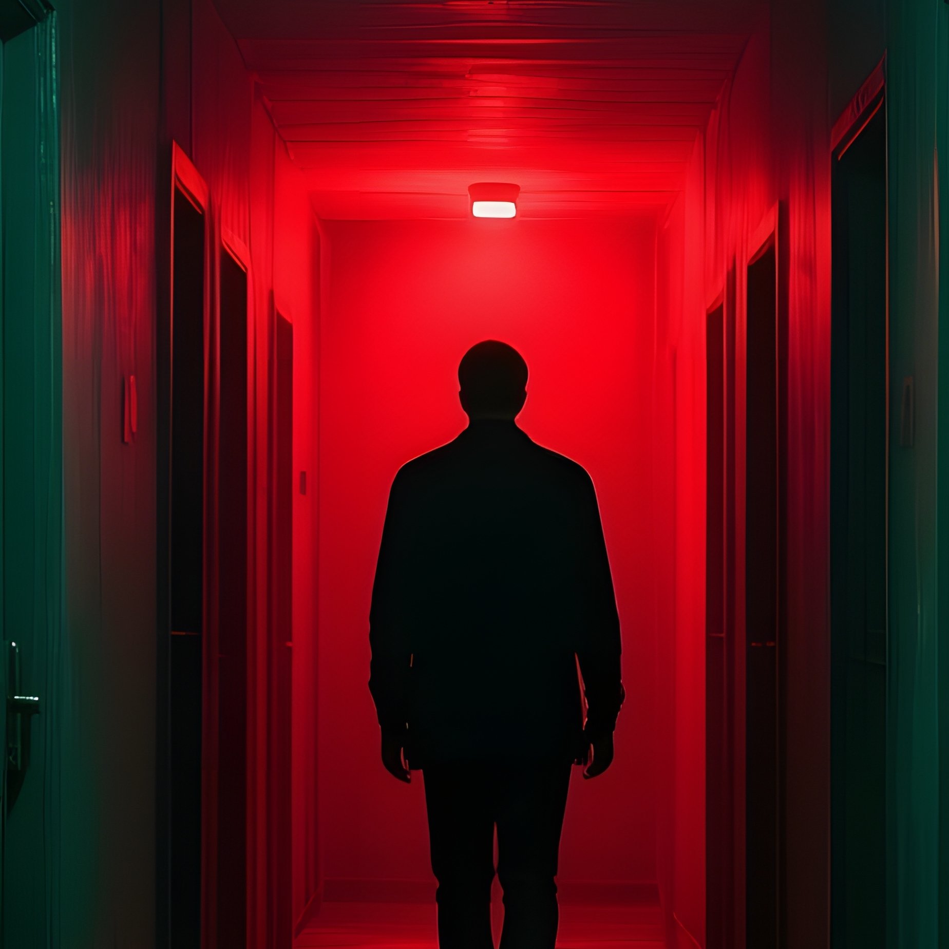 A Solitary Figure Walking Down A Dimly Lit Corridor Corridor - Full Resolution Quality Preview