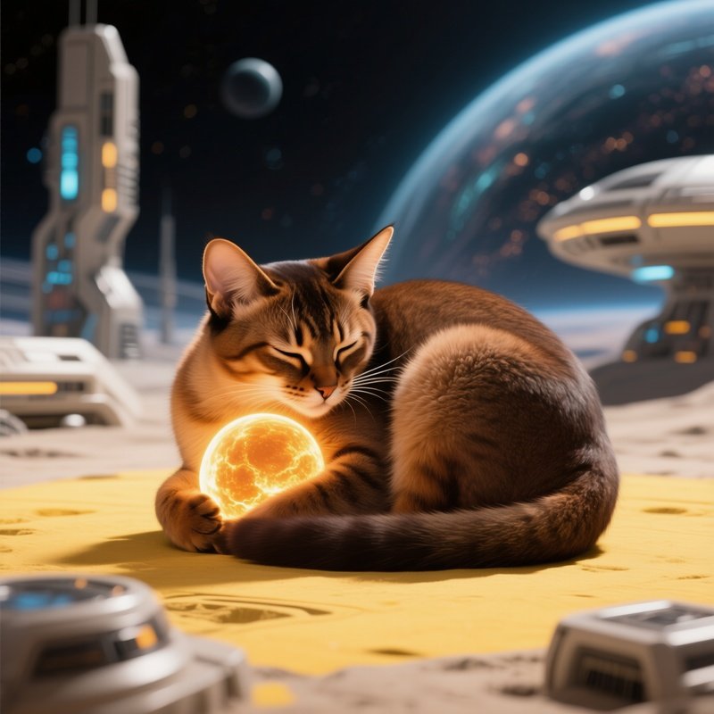 A Somali Art Fiction Of A Cat Curled Up