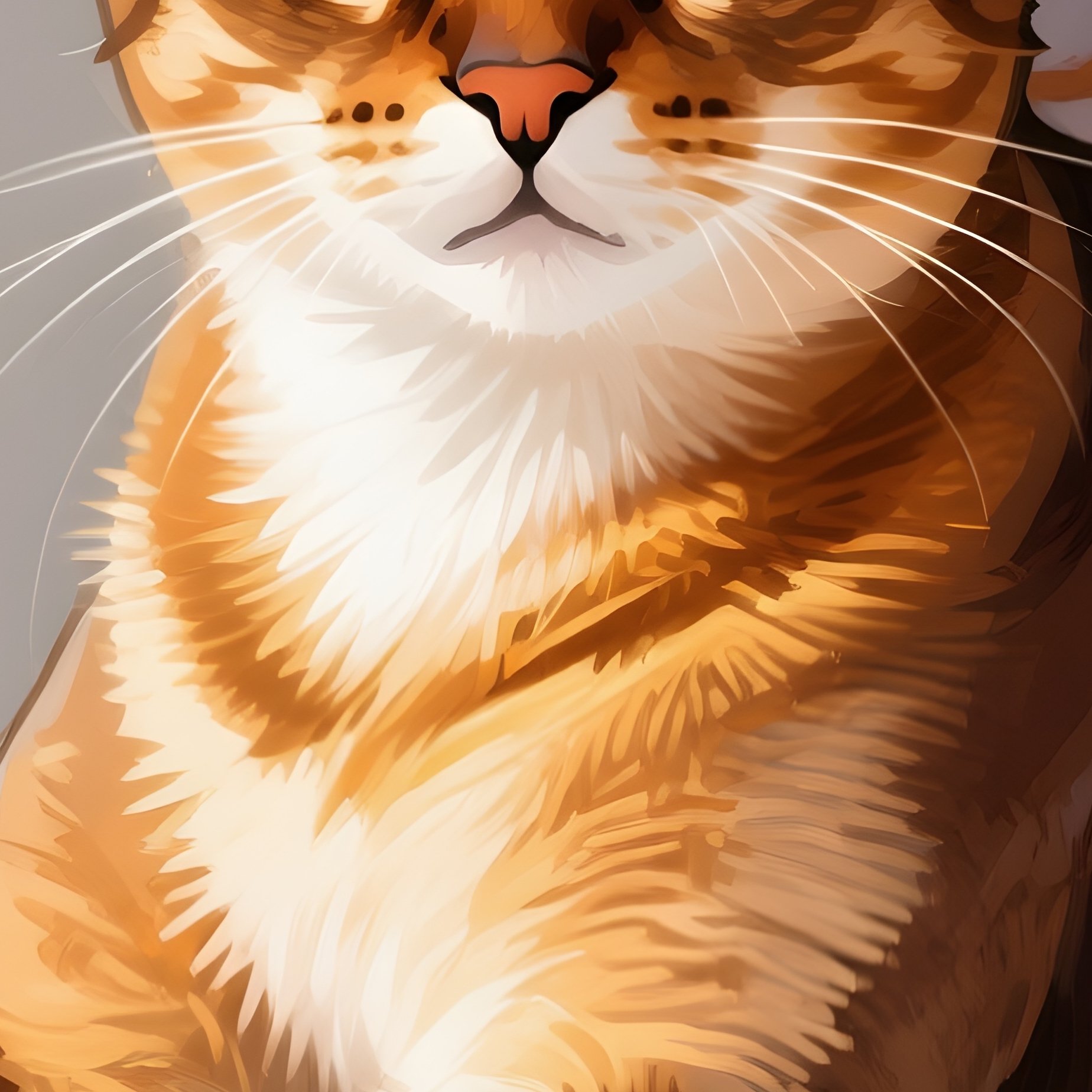 A Somali Cat Full Body Stretch With Front Legs Forward Artwork - Full Resolution Quality Preview