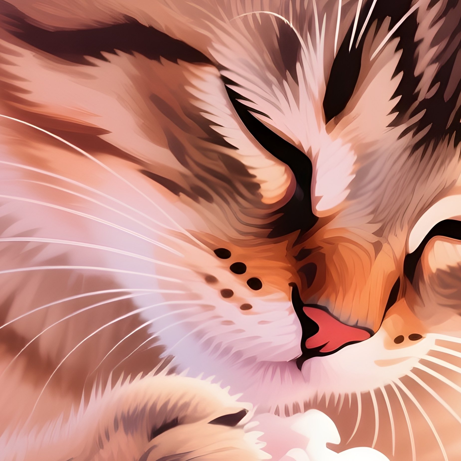 A Somali Cat Licking Its Paw And Wiping Face Digital Art - Full Resolution Quality Preview