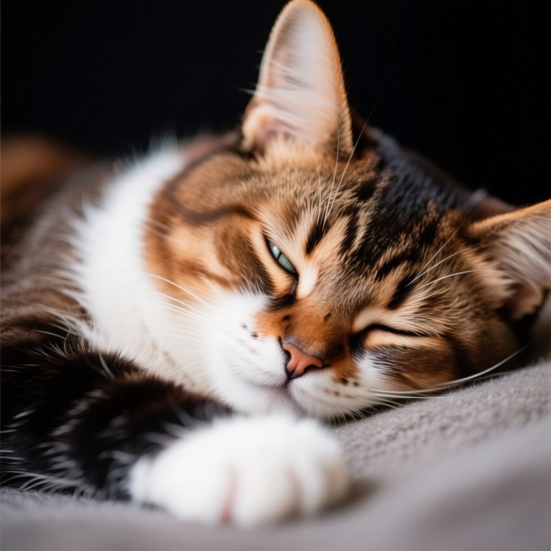 A Somali Cat Napping With One Eye Open