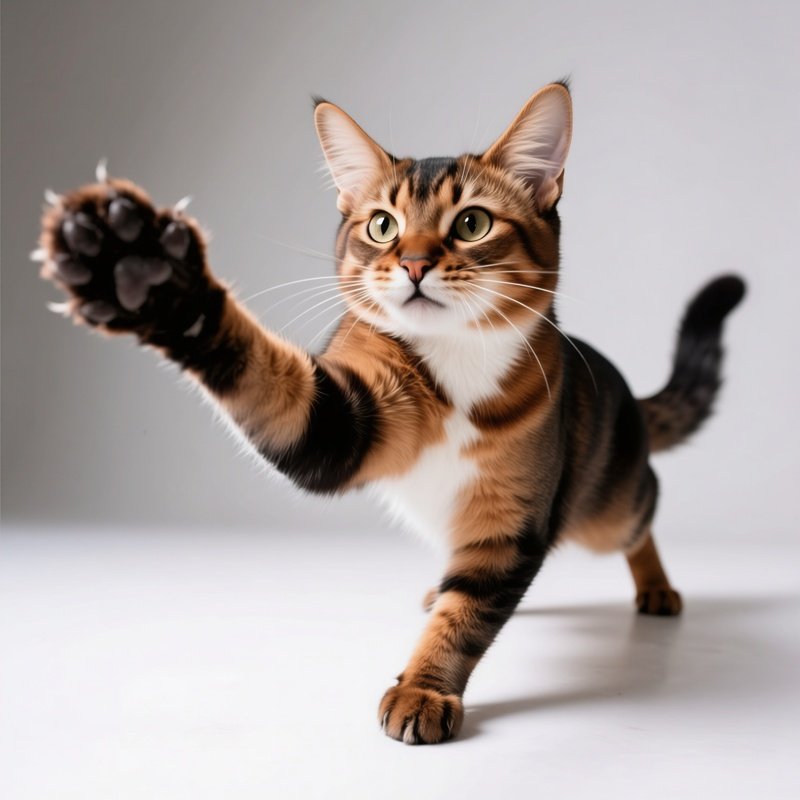 A Somali Cat Paw Stretching Dramatically