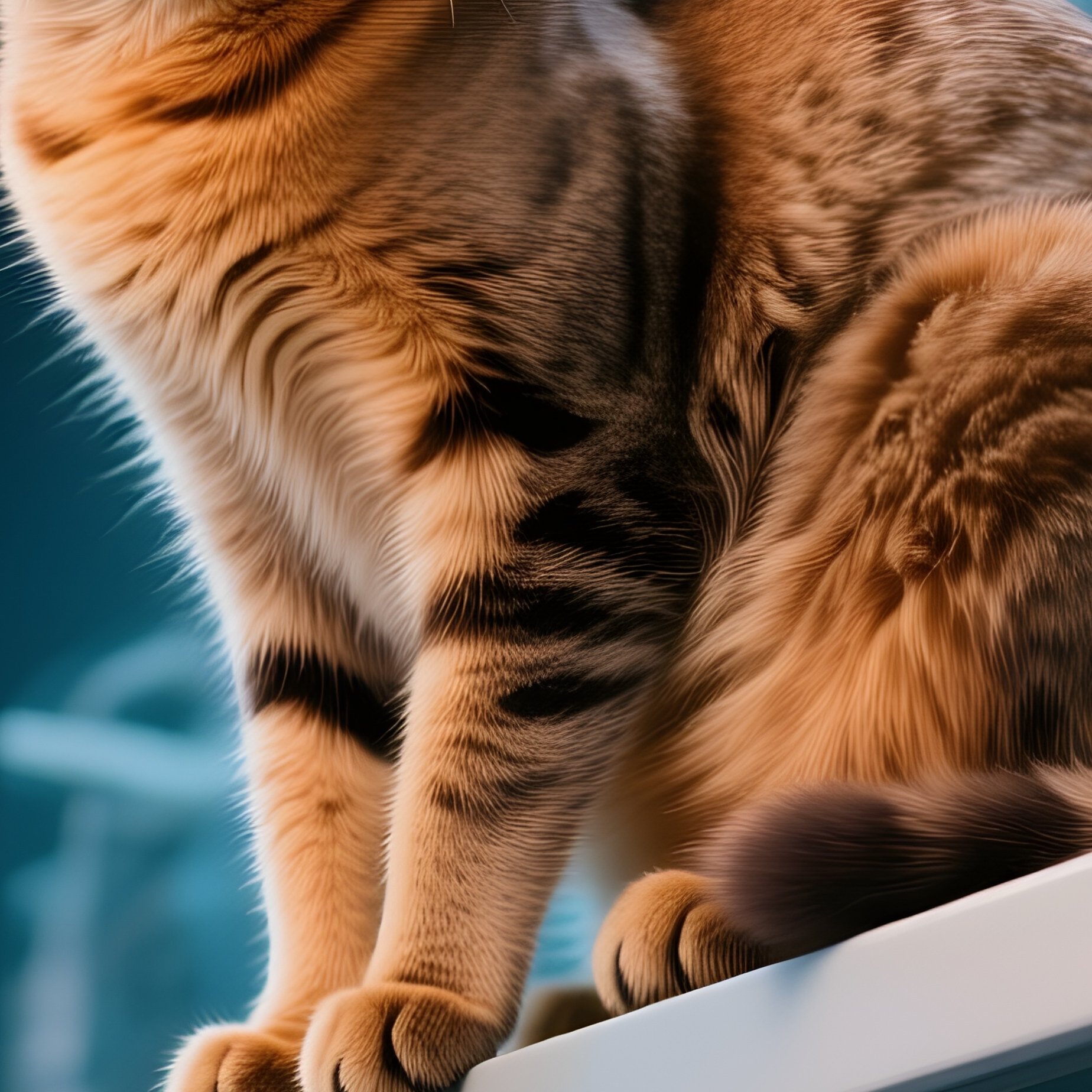 A Somali Cat Perched On Top Of A High Shelf In Science Fiction - Full Resolution Quality Preview