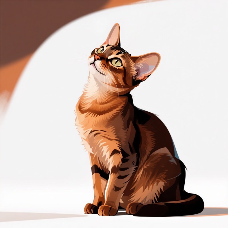 A Somali Cat Sitting And Tilting Head Artistic Representation