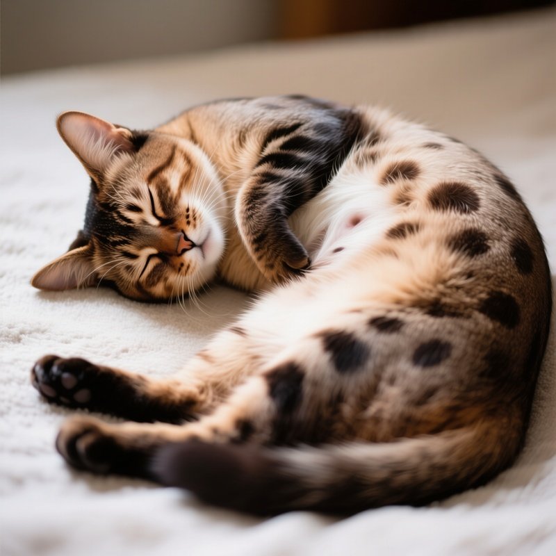 A Somali Cat Sleeping On Back Belly Exposed
