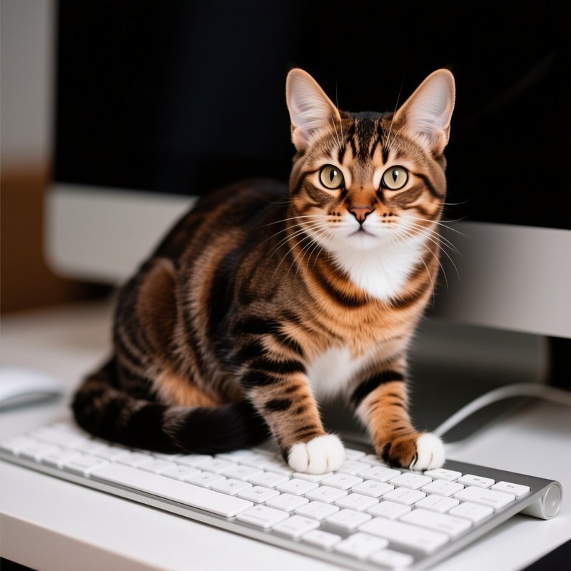 A Somali Cat Standing On A Keyboard Or Laptop