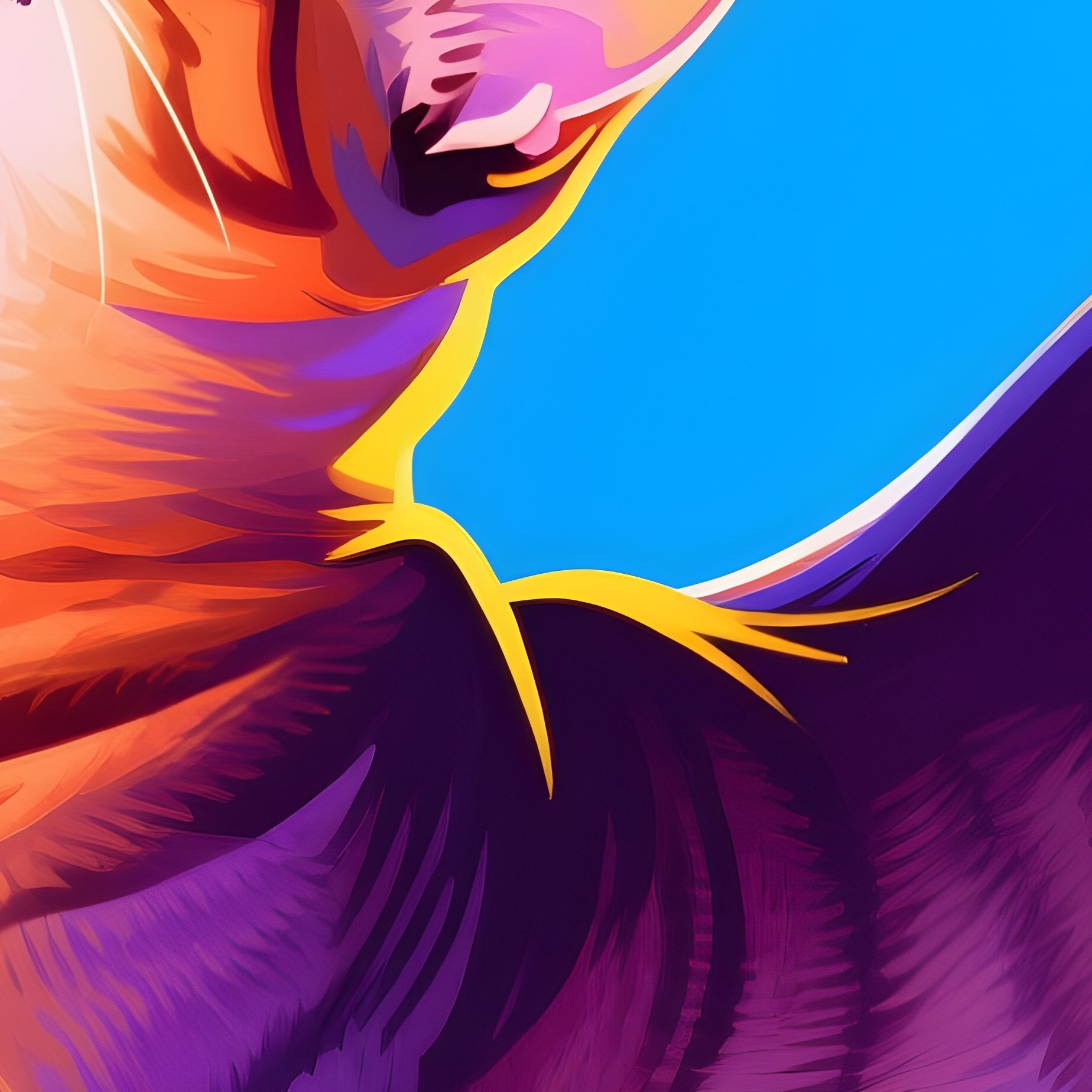 A Somali Cat Stretching With Arched Back In Digital Art - Full Resolution Quality Preview