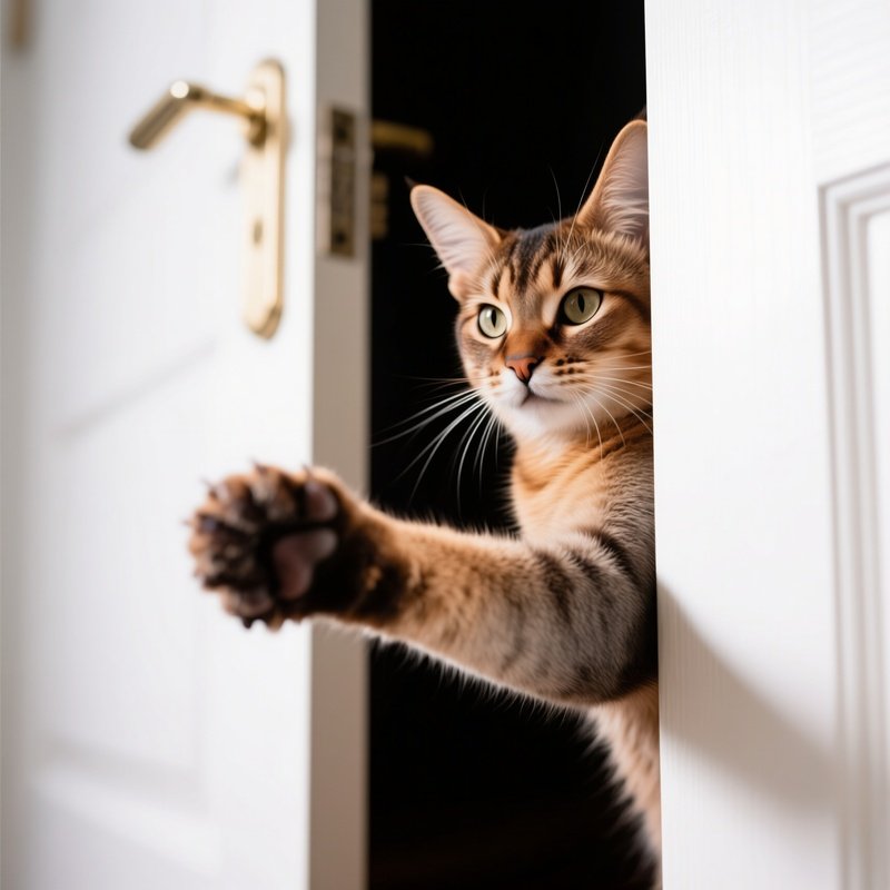 A Somali Paw Reaching Out From Under A Door