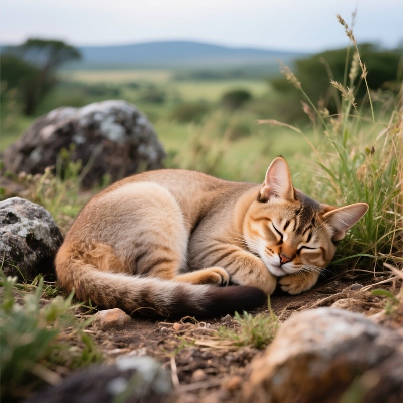 A Somali Photography Of A Cat Curled Up
