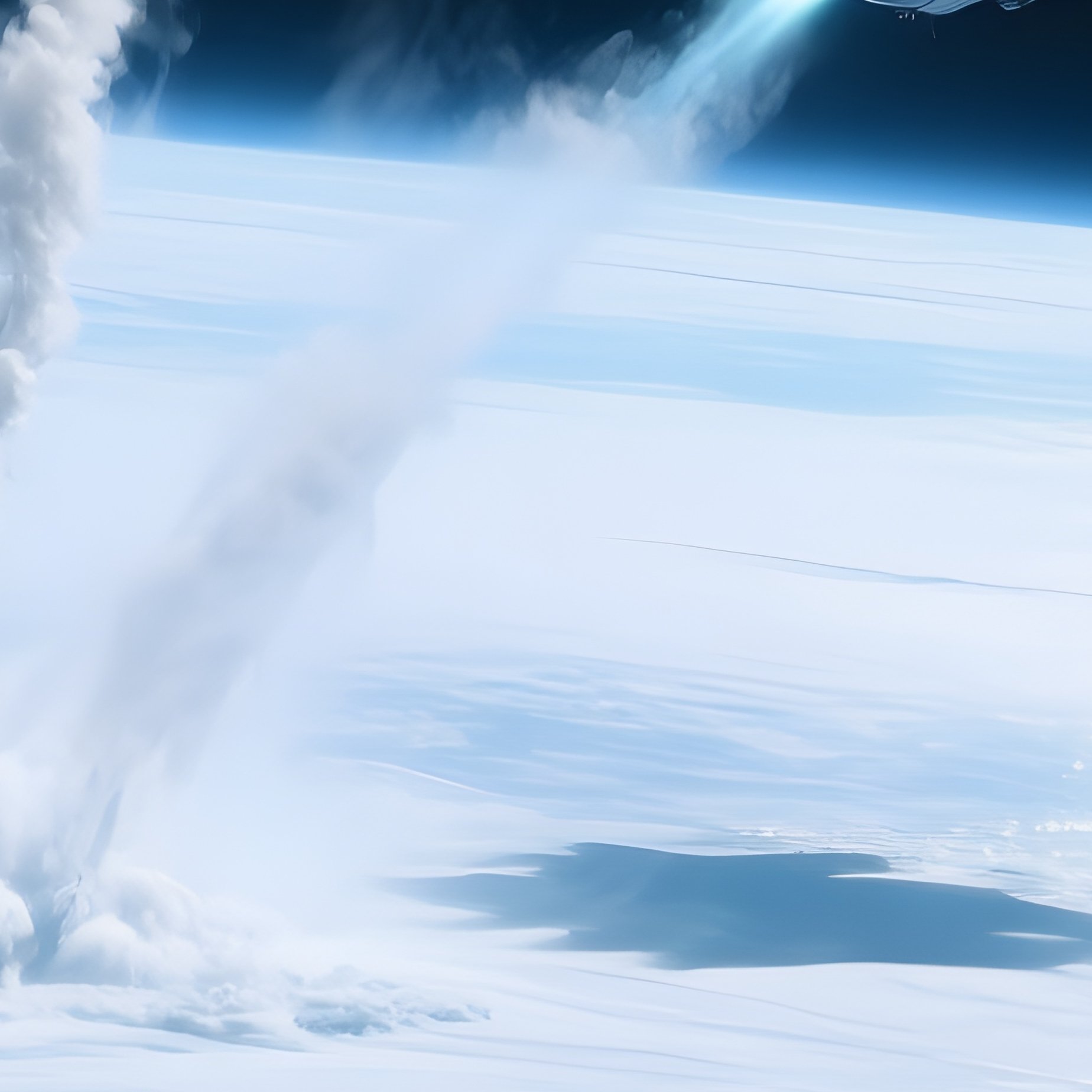 A Spacecraft Flying Past Europa Capturing The Shimmer Of Its Frozen Surface And The Faint Mist From Subsurface Vents - Full Resolution Quality Preview