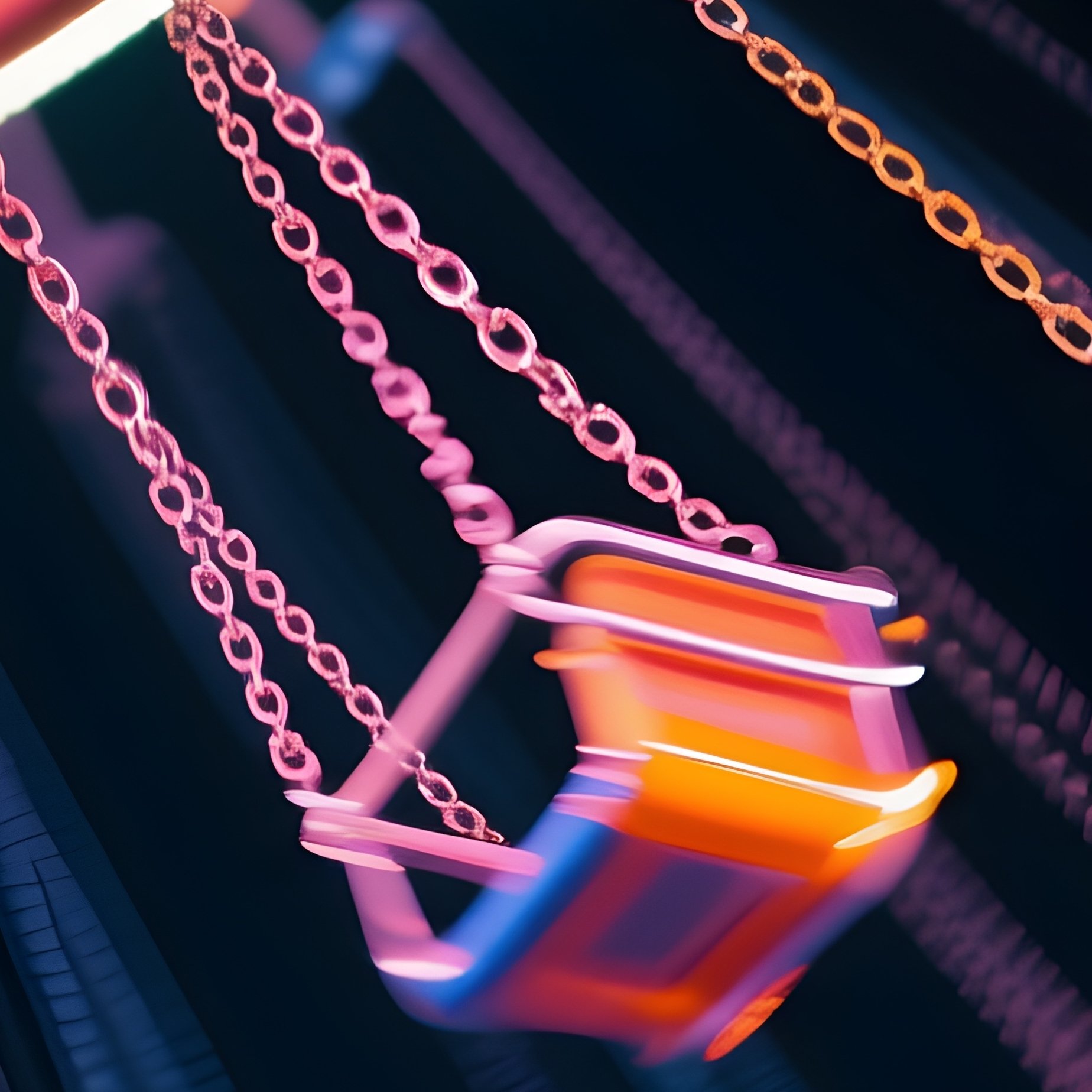 A Spinning Swing Ride At Night Chains Glowing In Motion Blur - Full Resolution Quality Preview