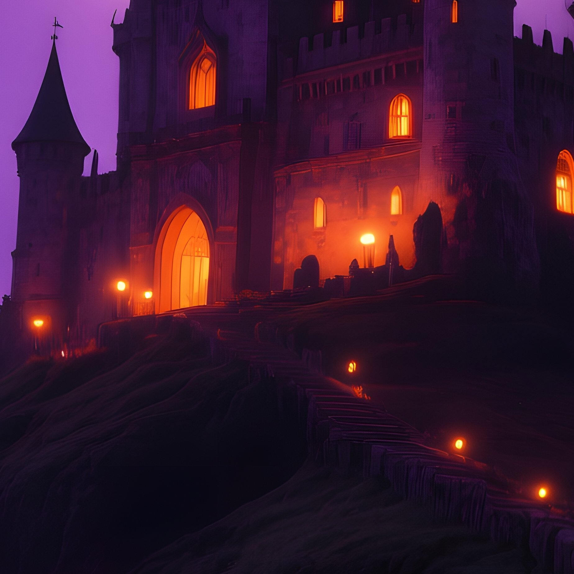 A Spooky Castle Under A Full Moon Halloween Castle - Full Resolution Quality Preview