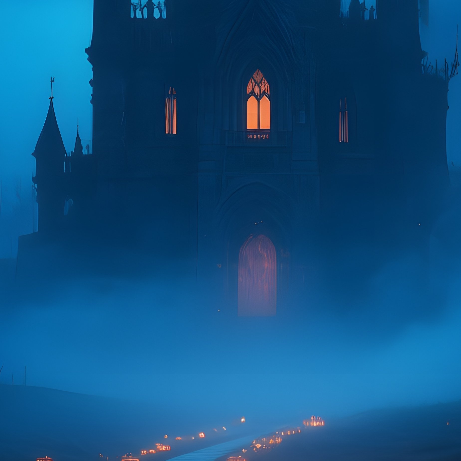 A Spooky Halloween Scene Featuring A Path Lined With Jack O - Full Resolution Quality Preview