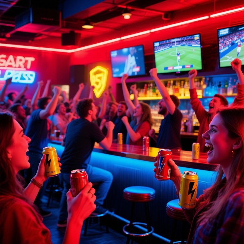 A Sports Bar With Energy Drinks And Context Napoje