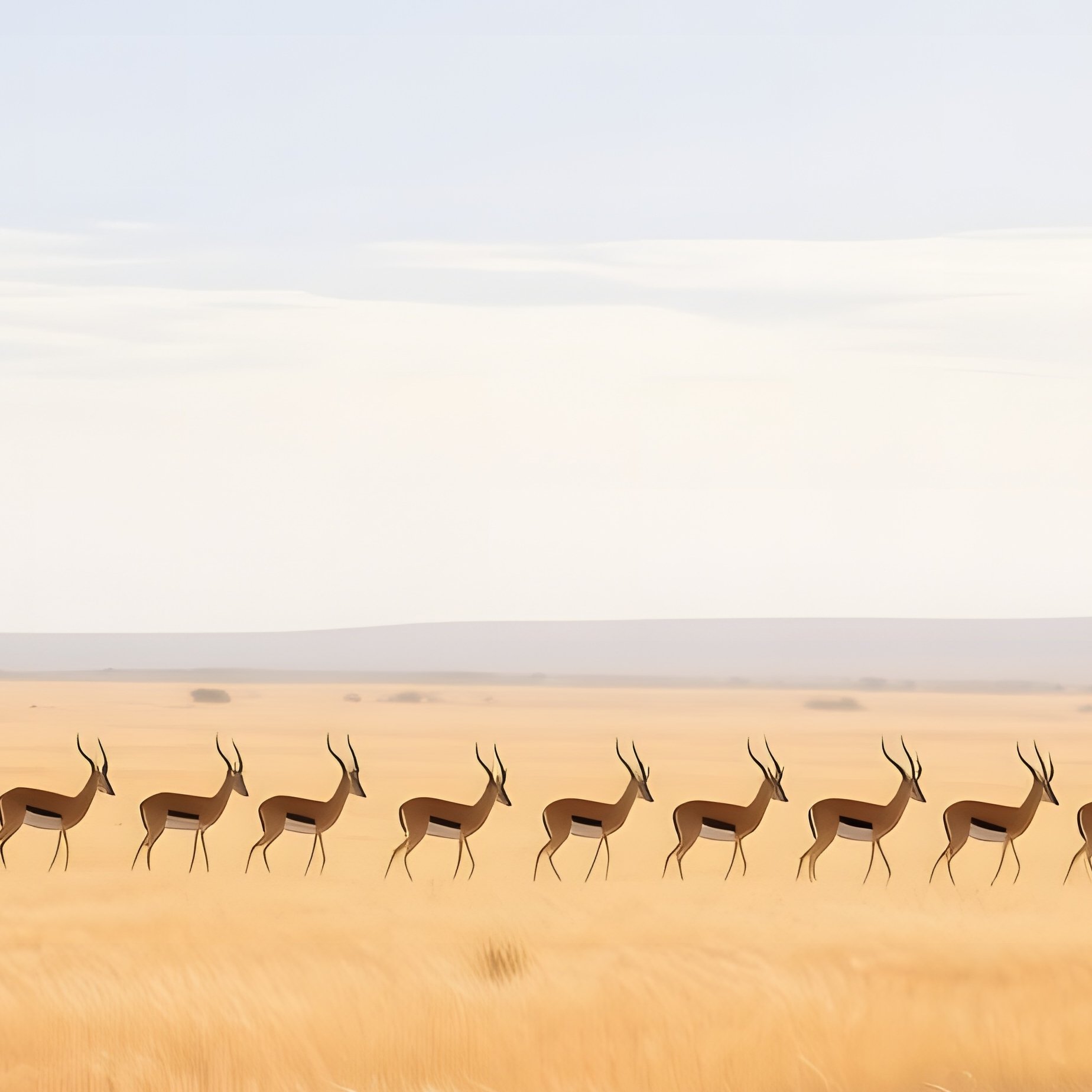 A Sprawling Savanna Under A Blazing Noon Sun, Golden Grasses Waving, Acacia Trees Providing Sparse - Full Resolution Quality Preview
