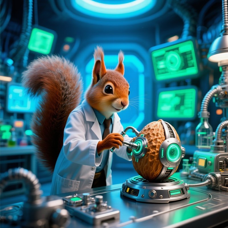 A Squirrel Inventing A Teleportation Nut