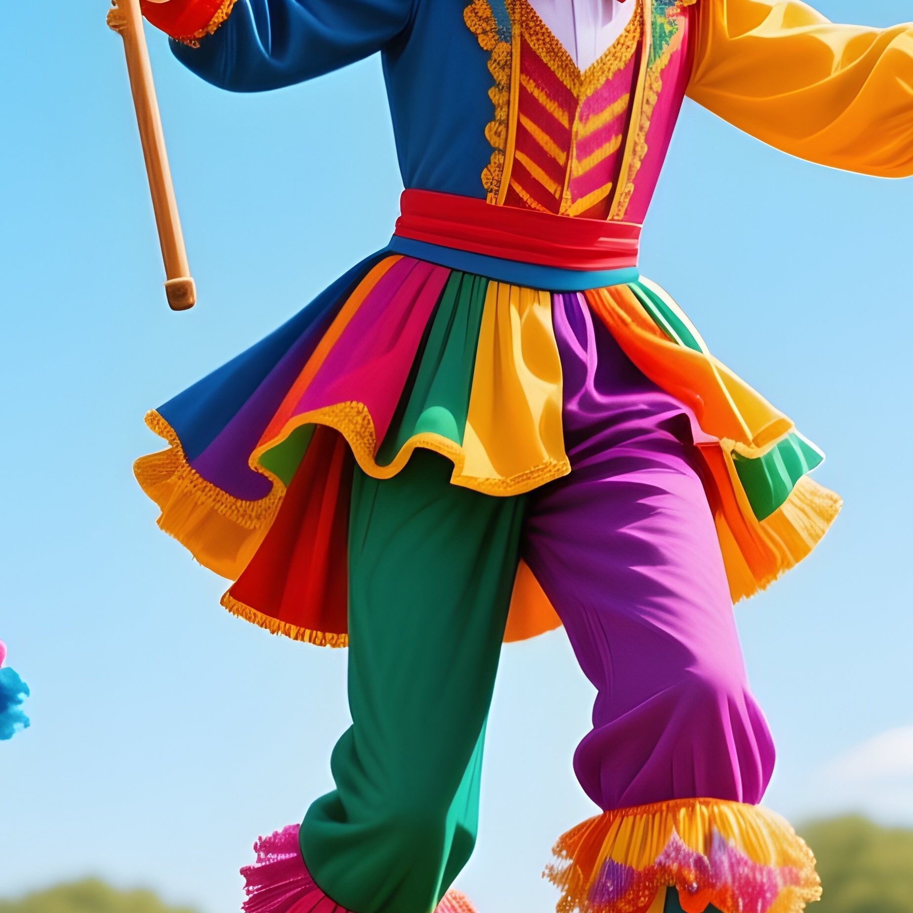 A Stilt Walker Leading The Circus Parade Through The Fairground - Full Resolution Quality Preview