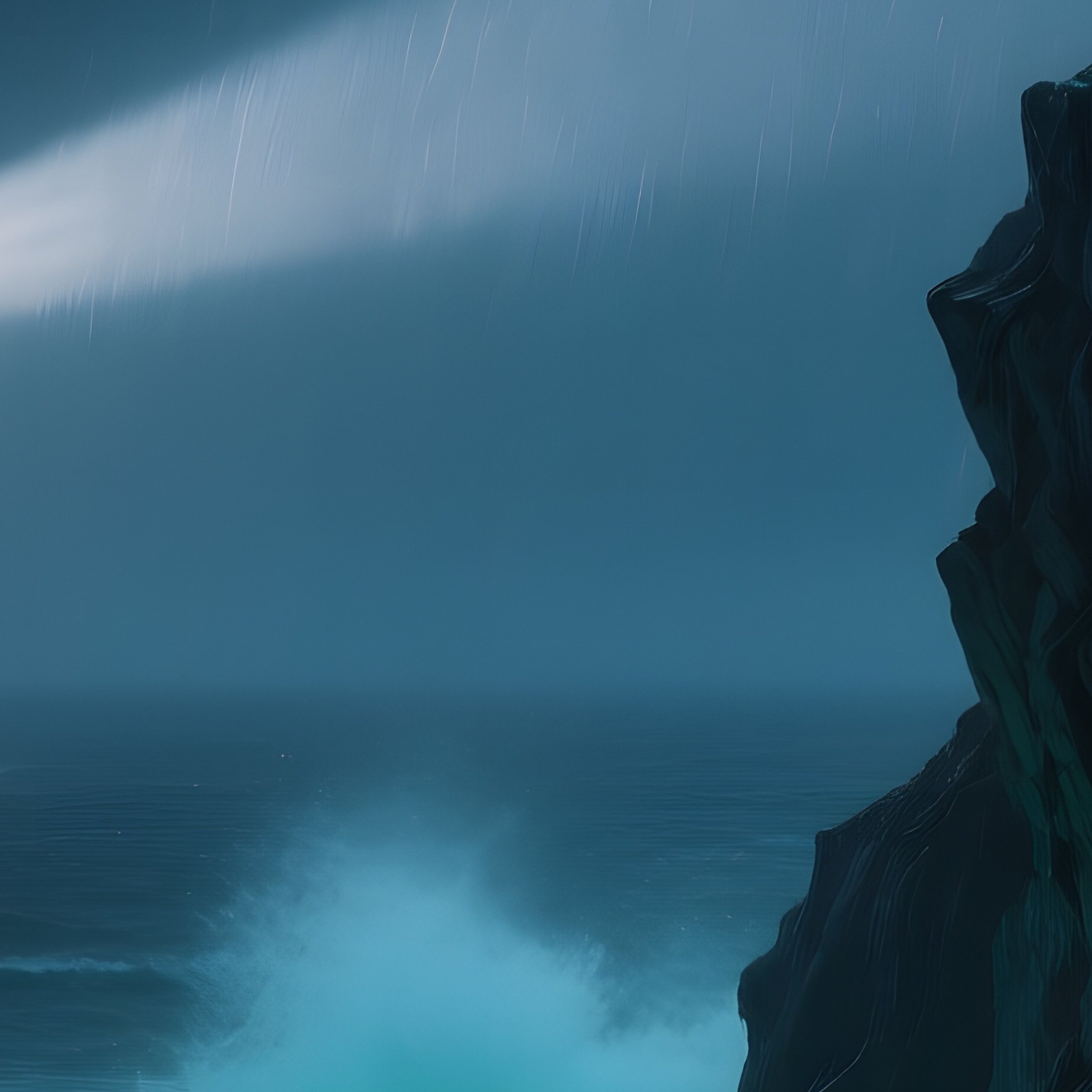 A Storm‑Raged Sea Cliff At Night Where The Mermaid Sings Atop Jagged Rocks, Phosphorescent Waves - Full Resolution Quality Preview