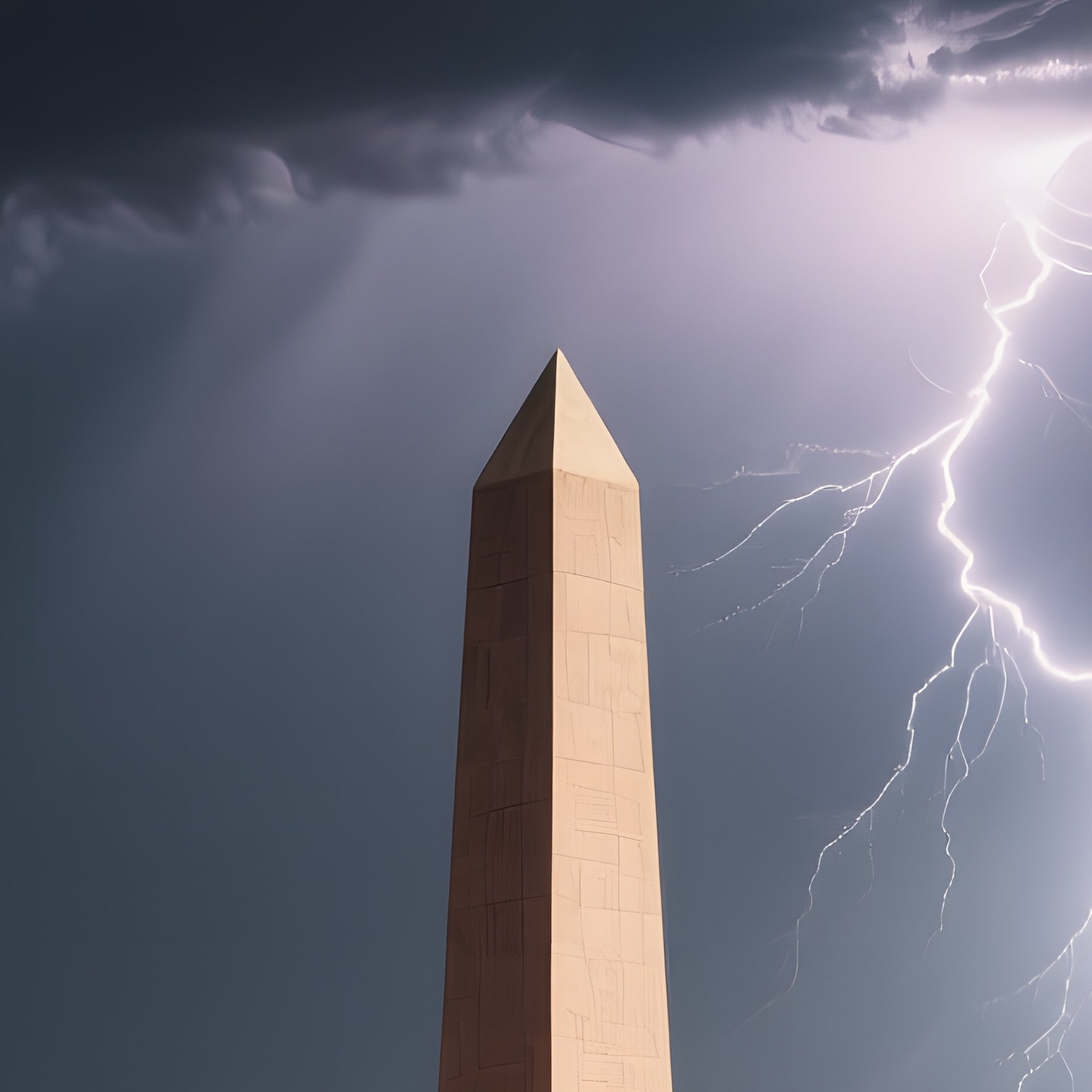 A Stormy Afternoon Over The Desert Plateau, Dark Clouds Swirling Above A Solitary Obelisk, - Full Resolution Quality Preview
