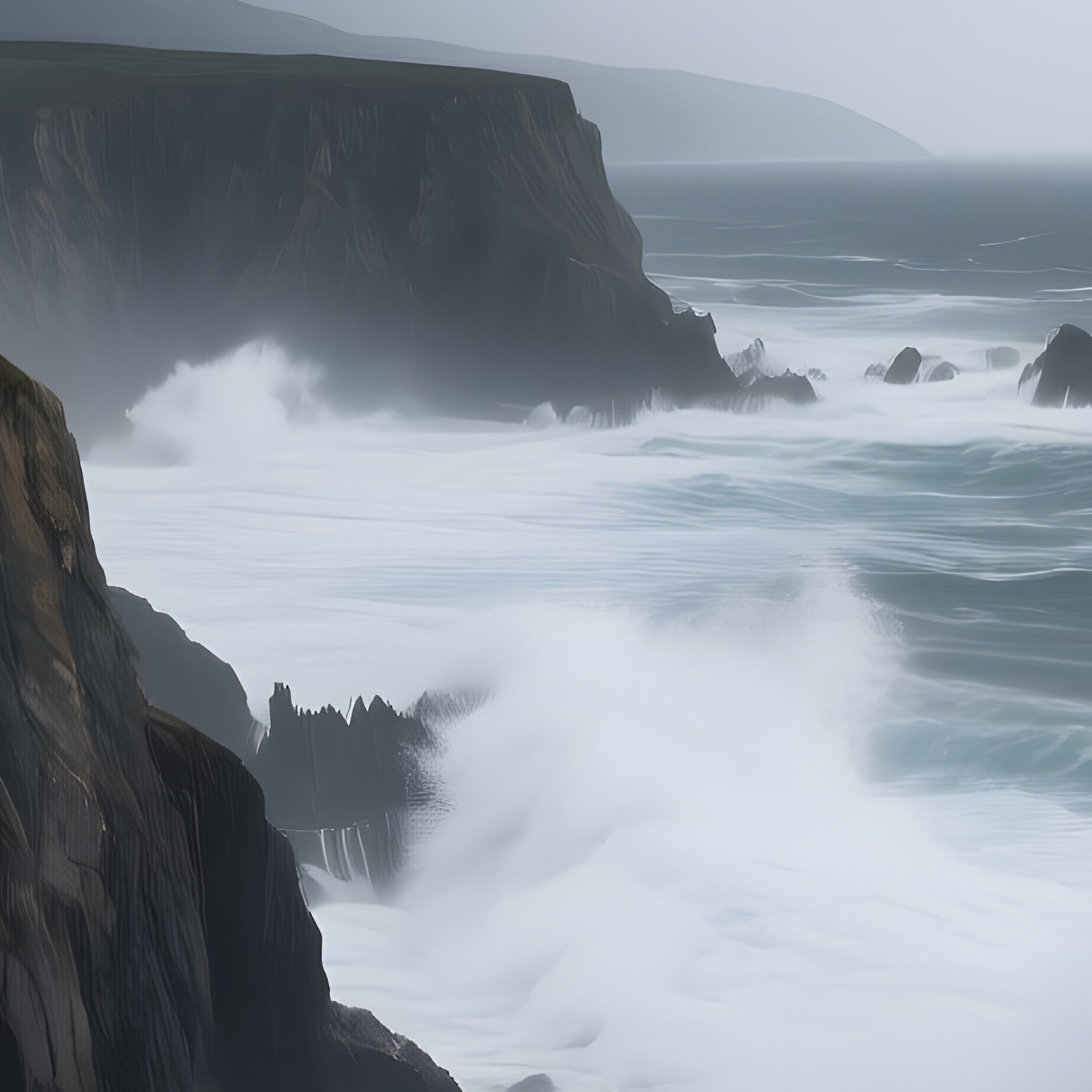 A Stormy Coastline Where Wind‑Blown Sea Lavender Clings To Cliffs, Dark Clouds Gathering Above, - Full Resolution Quality Preview