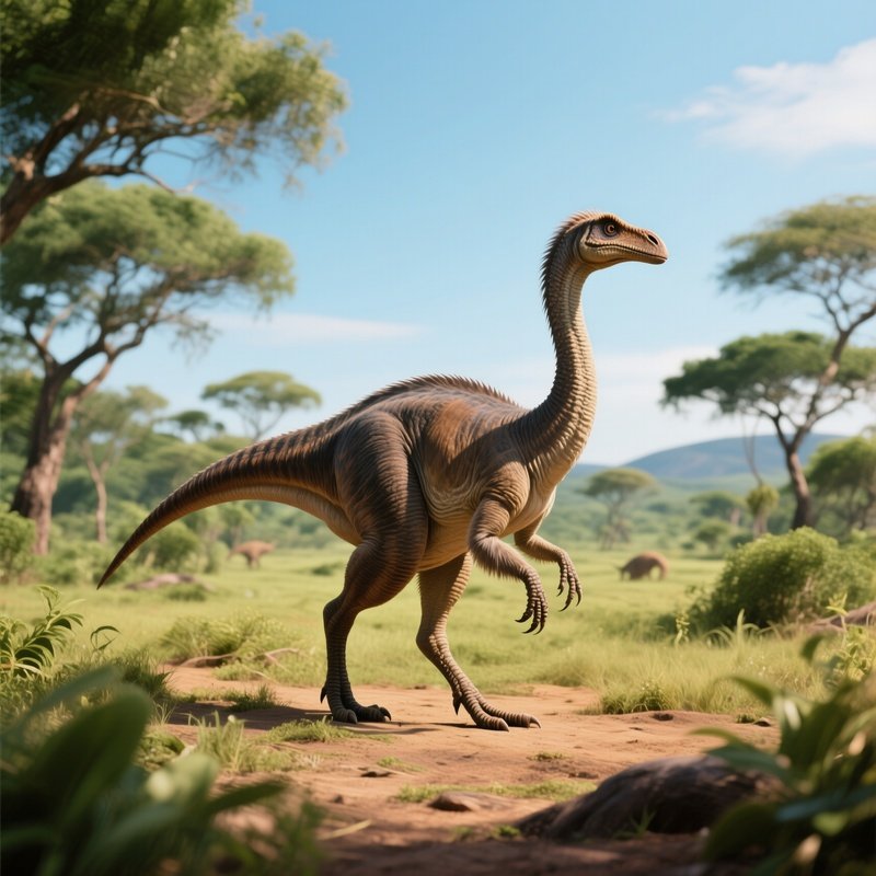A Struthiomimus Dinosaur In A Prehistoric Savanna