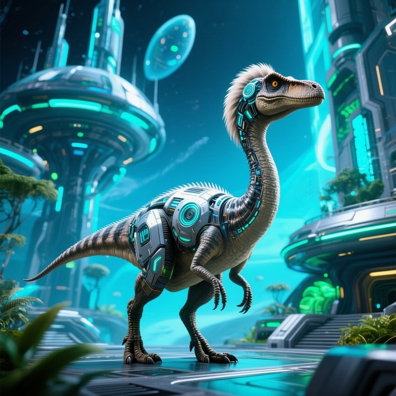 A Struthiomimus In A Science Fiction Setting