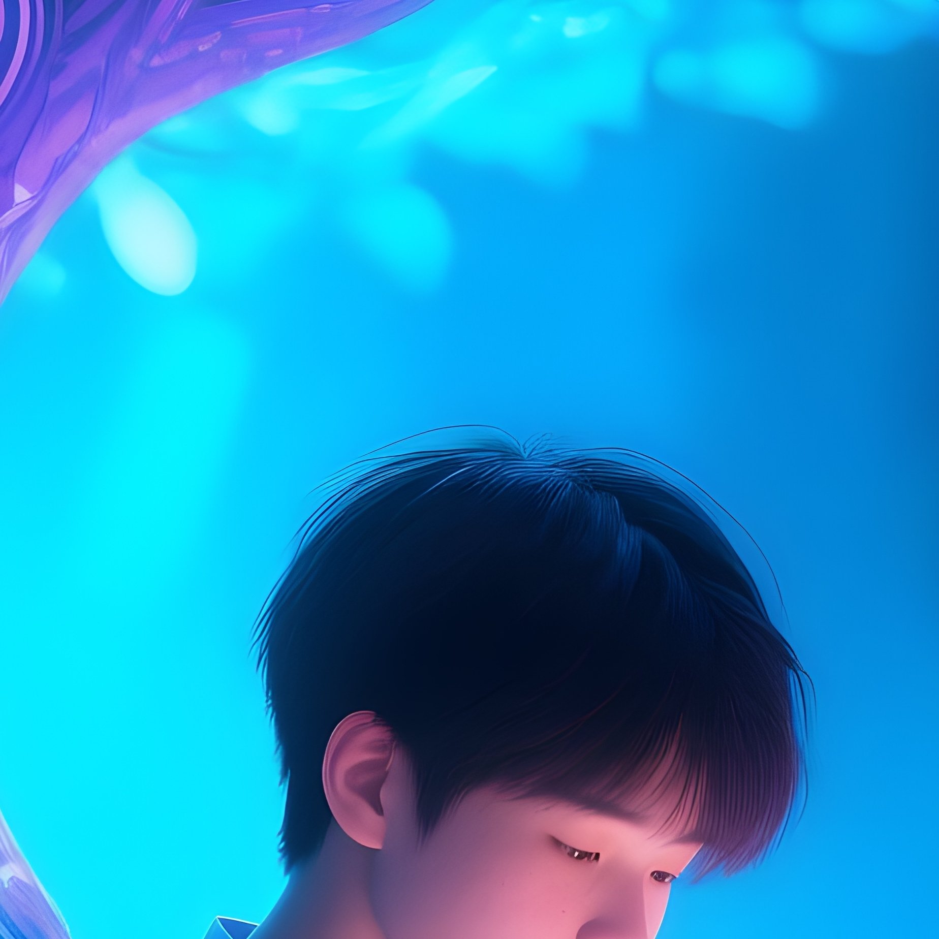 A Student Reading Digital Art Under A Tree - Full Resolution Quality Preview