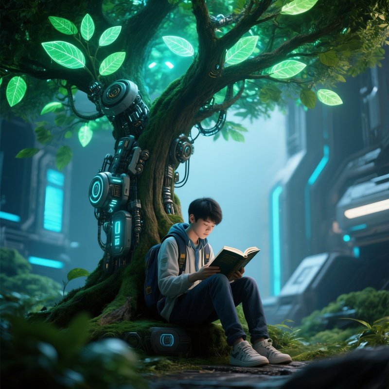 A Student Reading Under A Tree Science Fiction