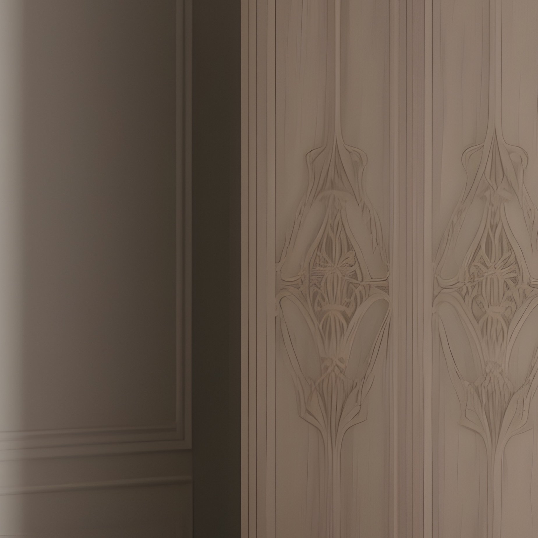 A Stylish Bedroom With A Padded Bench And A Handcrafted Wardrobe - Full Resolution Quality Preview