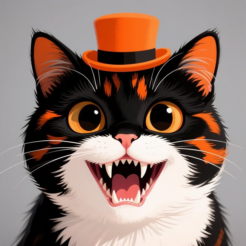 A Stylized Cat Wearing A Top Hat Cat Top Hat