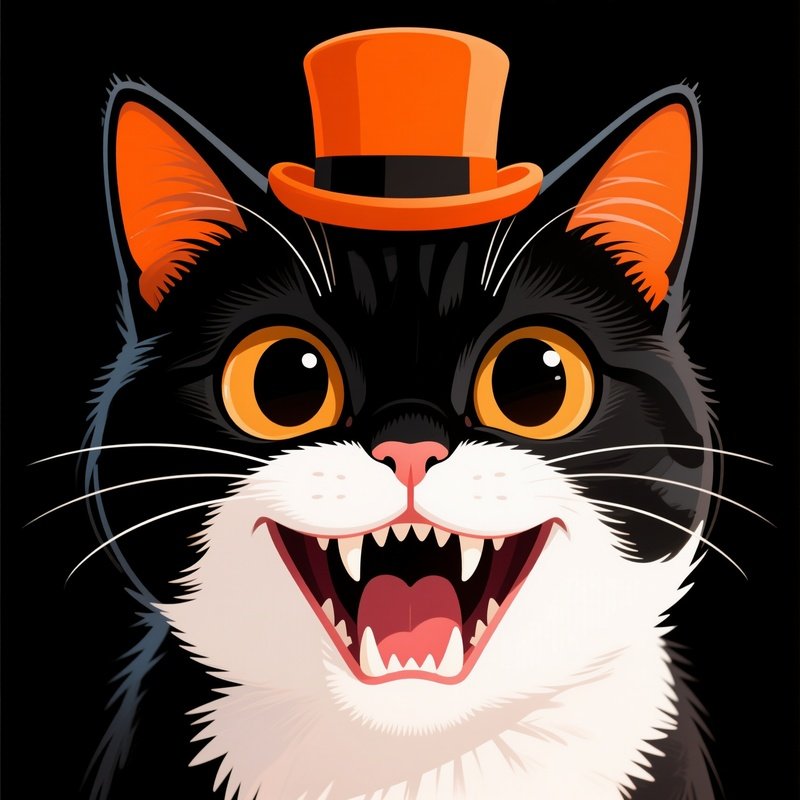 A Stylized Cat Wearing A Top Hat Cat Top Hat
