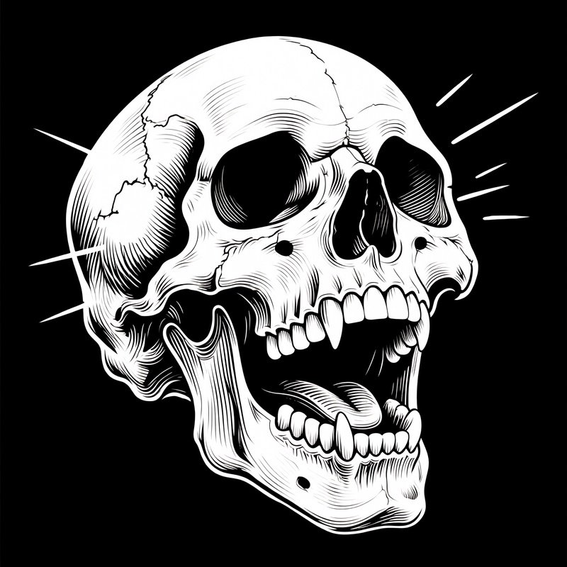 A Stylized Skull With Expressive Features Skull Drawing