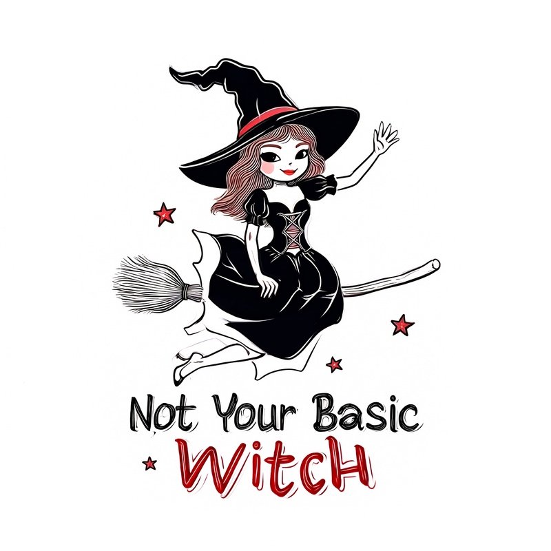 A Stylized Witch Character Riding A Broomstick Witch Broomstick