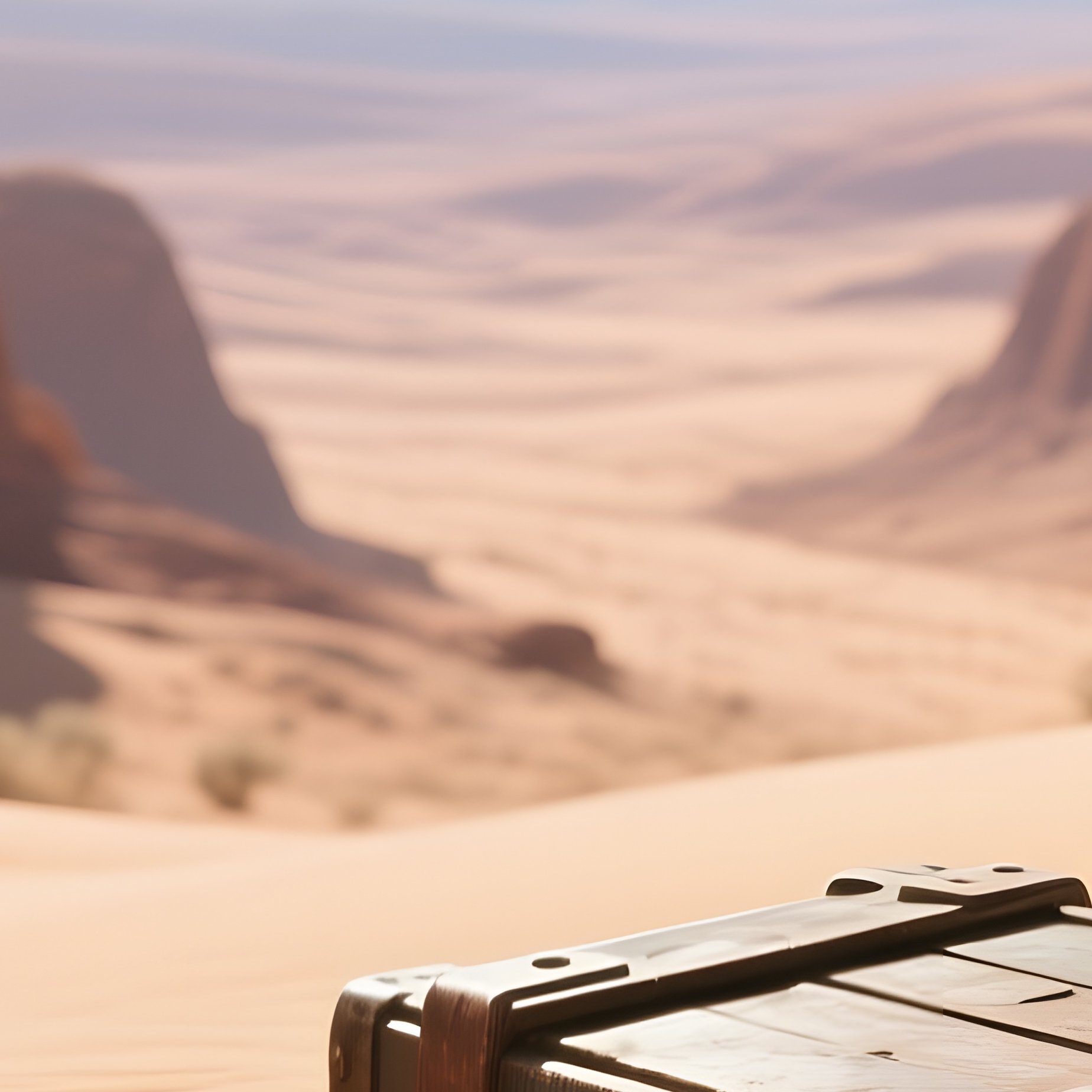 A Sun‑Drenched Desert Canyon With A Hidden Cache Of Old Ammunition Crates Partially Buried In Sand, - Full Resolution Quality Preview